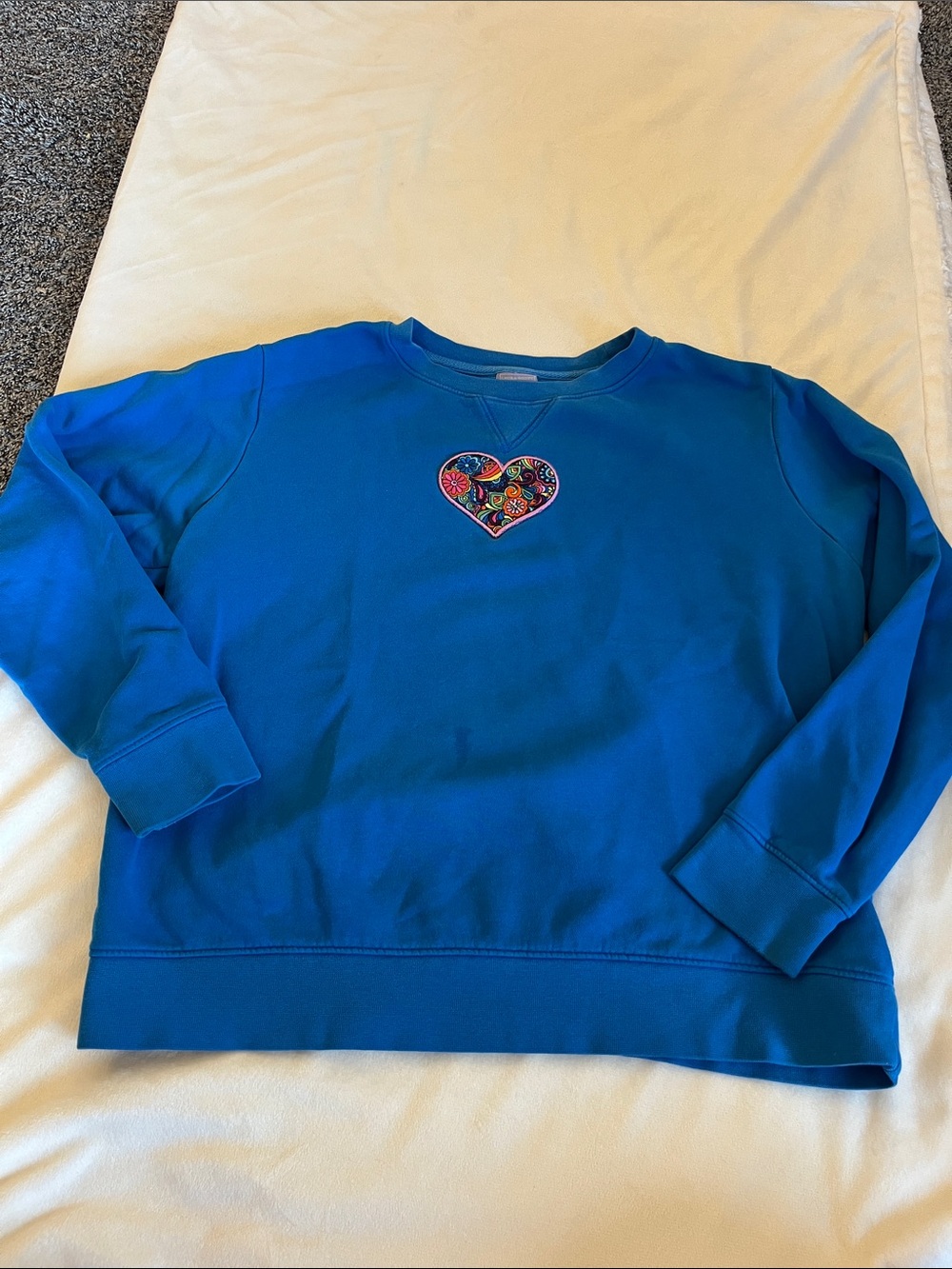 Laura Scott royal blue heart sweatshirt